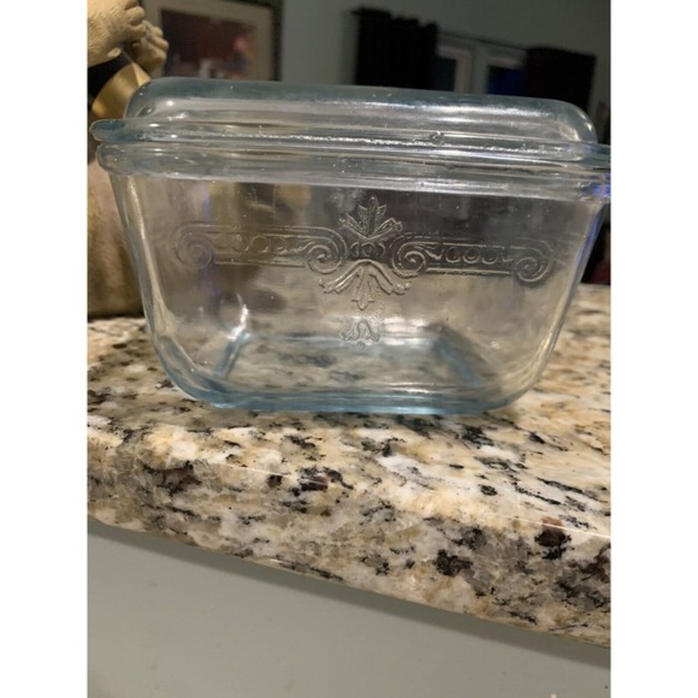 Vtg Fire-King Glass Philbe Sapphire Blue Rectangular Baker with Lid 1 Pint USA - Picture 1 of 11